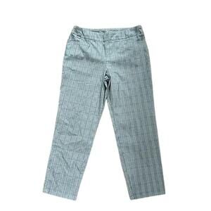 Vintage Y2K Gray Plaid Cropped Trousers Elastic Waist Checkered